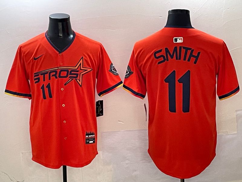 Men Houston Astros #11 Smith Orange three generations Joint Name Nike 2025 MLB Jersey style 1